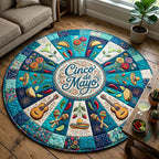 Cinco de Mayo Round Mat Rug - washable non-slip printed rug