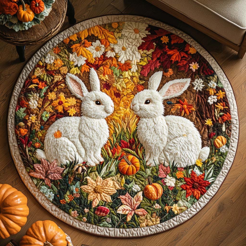 Cinnamon Bunny Round Mat Rug - Nature Design | Serene Home Decor