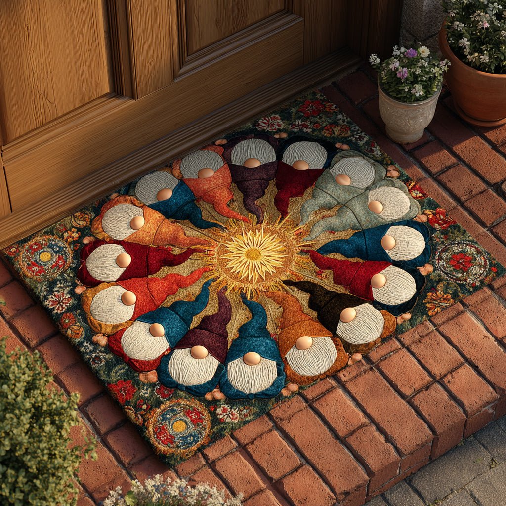Circle Christmas Gnome Doormat - Faith Inspired Design | Printed Welcome Doormat