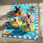 Citrus Frenchies area rug in a living room