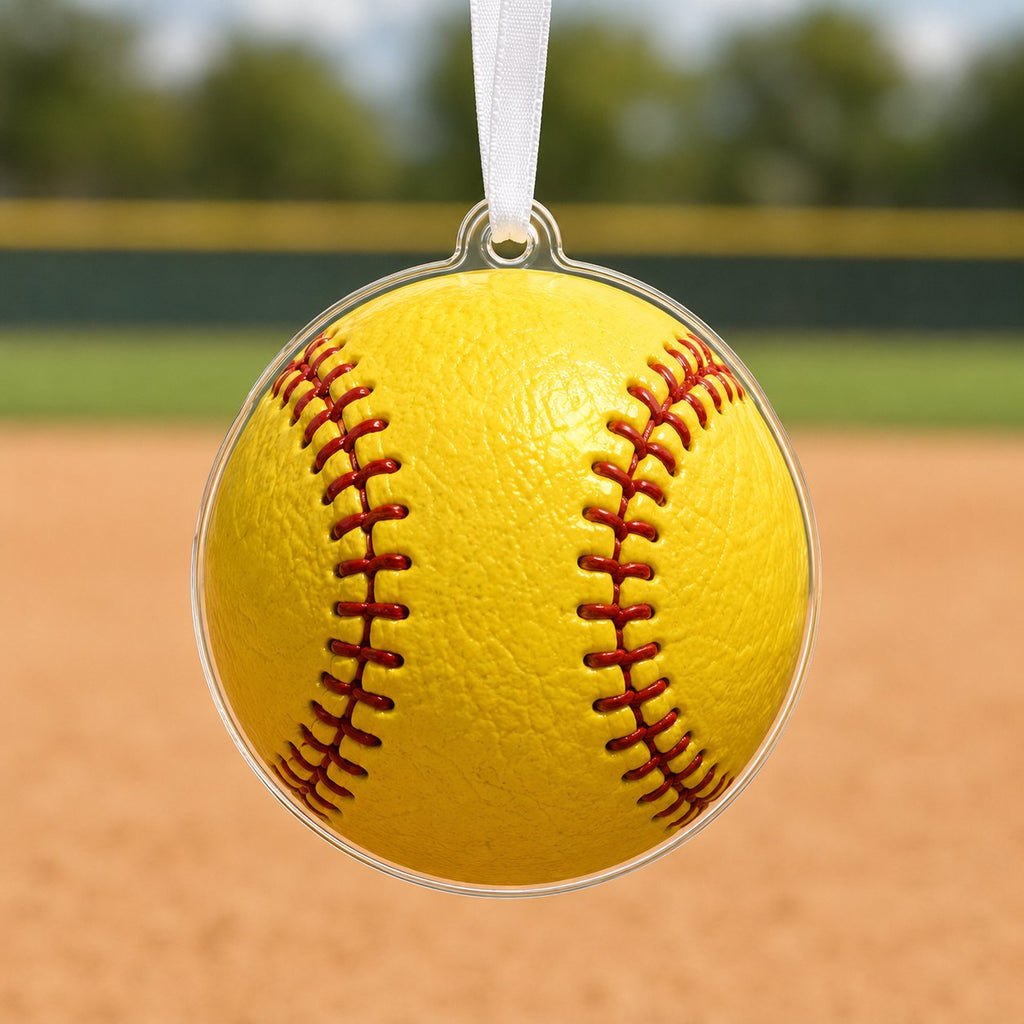Classic Yellow Softball Christmas Ornament