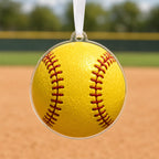 Classic Yellow Softball Christmas Ornament