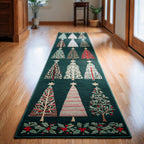 Classic Christmas Tree Runner Carpet Runner Rug - Cute Pet Design | Animal Printed Runner Rug