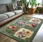 Classic Flowers area rug in a living room