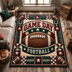 Classic Game Day area rug in a living room