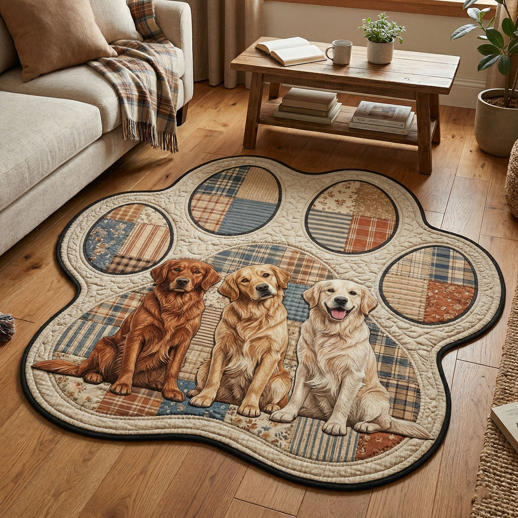 Classic Golden Custom Shape Area Rug - Nature Design | Die-Cut Non-Slip Rug - washable non-slip printed rug