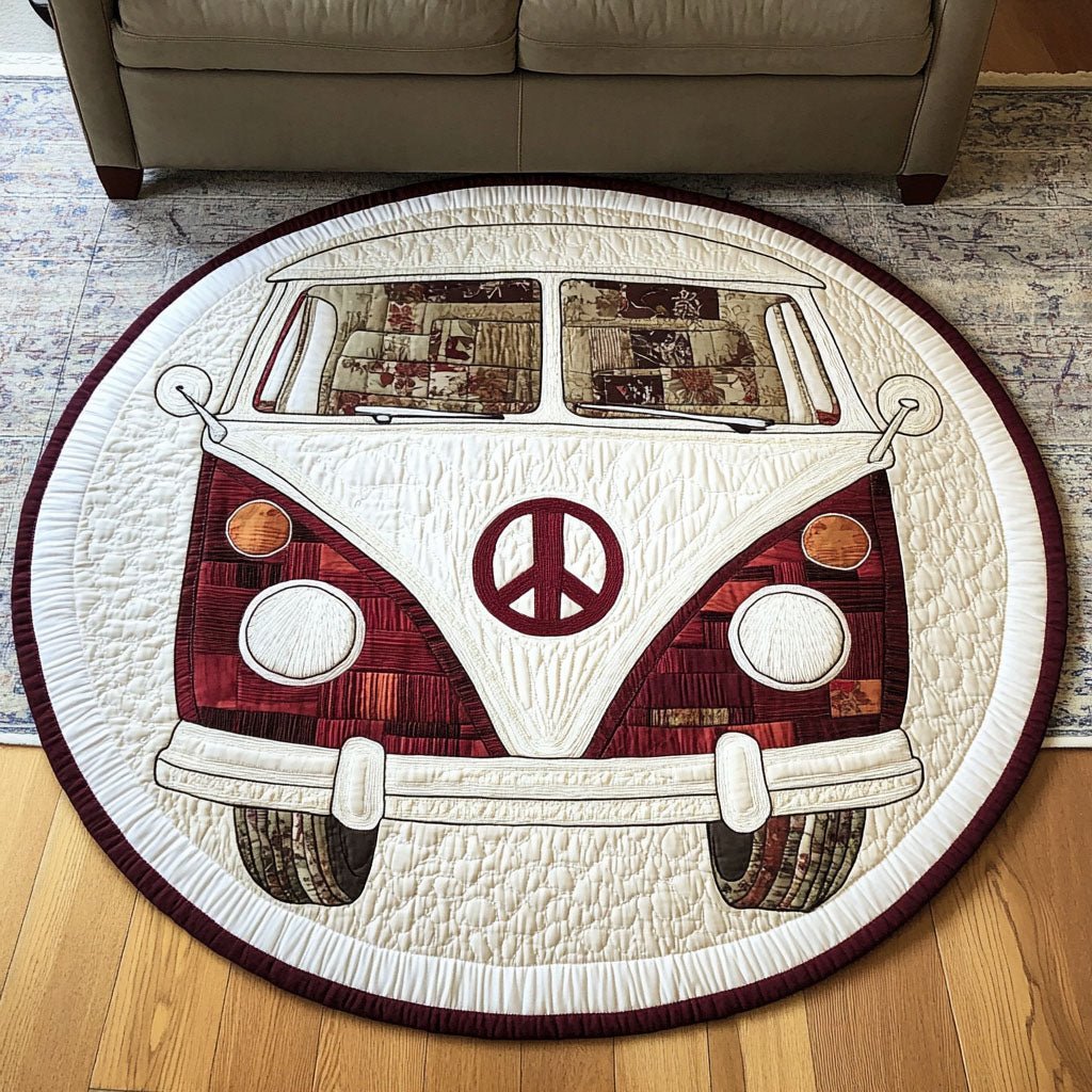 Classic Maroon Camper Round Mat Rug - washable non-slip printed rug