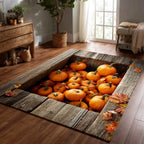 Classic Pumpkin Nest area rug in a living room