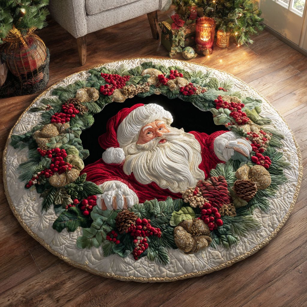 Classic Saint Nick Round Mat Rug - washable non-slip printed rug
