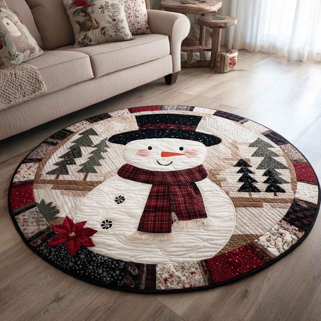 Classic Snowman Round Mat Rug - washable non-slip printed rug