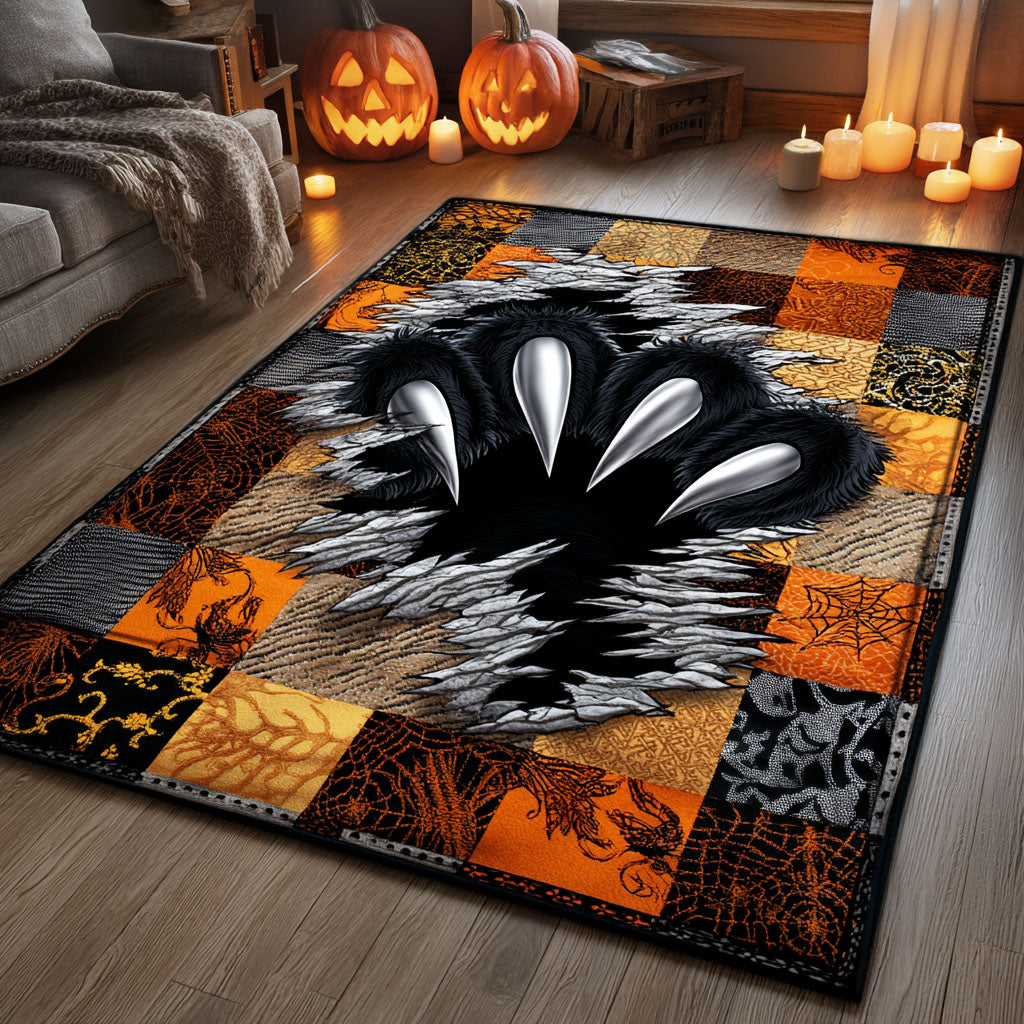 Claw Mark Cat area rug in a living room