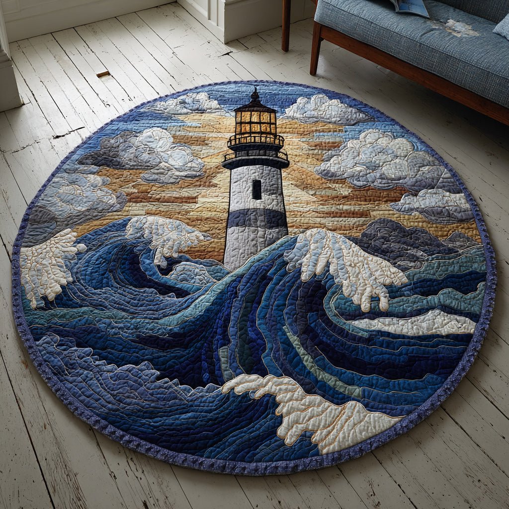 Clearview Lighthouse Round Mat Rug - washable non-slip printed rug