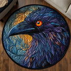Clever Crow Round Mat Rug - washable non-slip printed rug
