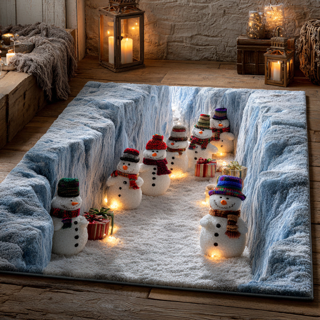Cliff Snowman area rug in a living room