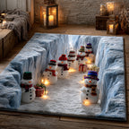 Cliff Snowman area rug in a living room