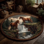 Cliffside Encounter Round Mat Rug - washable non-slip printed rug
