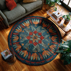 Cloudsong Round Mat Rug - washable non-slip printed rug