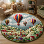 Cloudy Balloon Round Mat Rug - washable non-slip printed rug