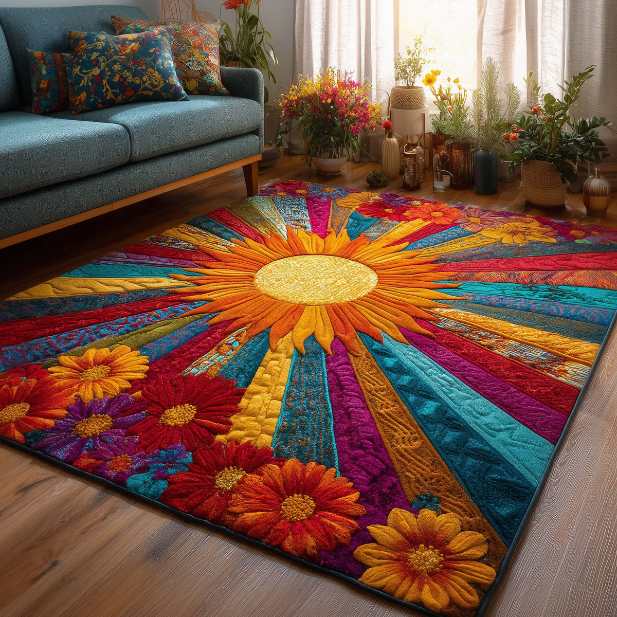 Cloudy Horizon area rug in a living room