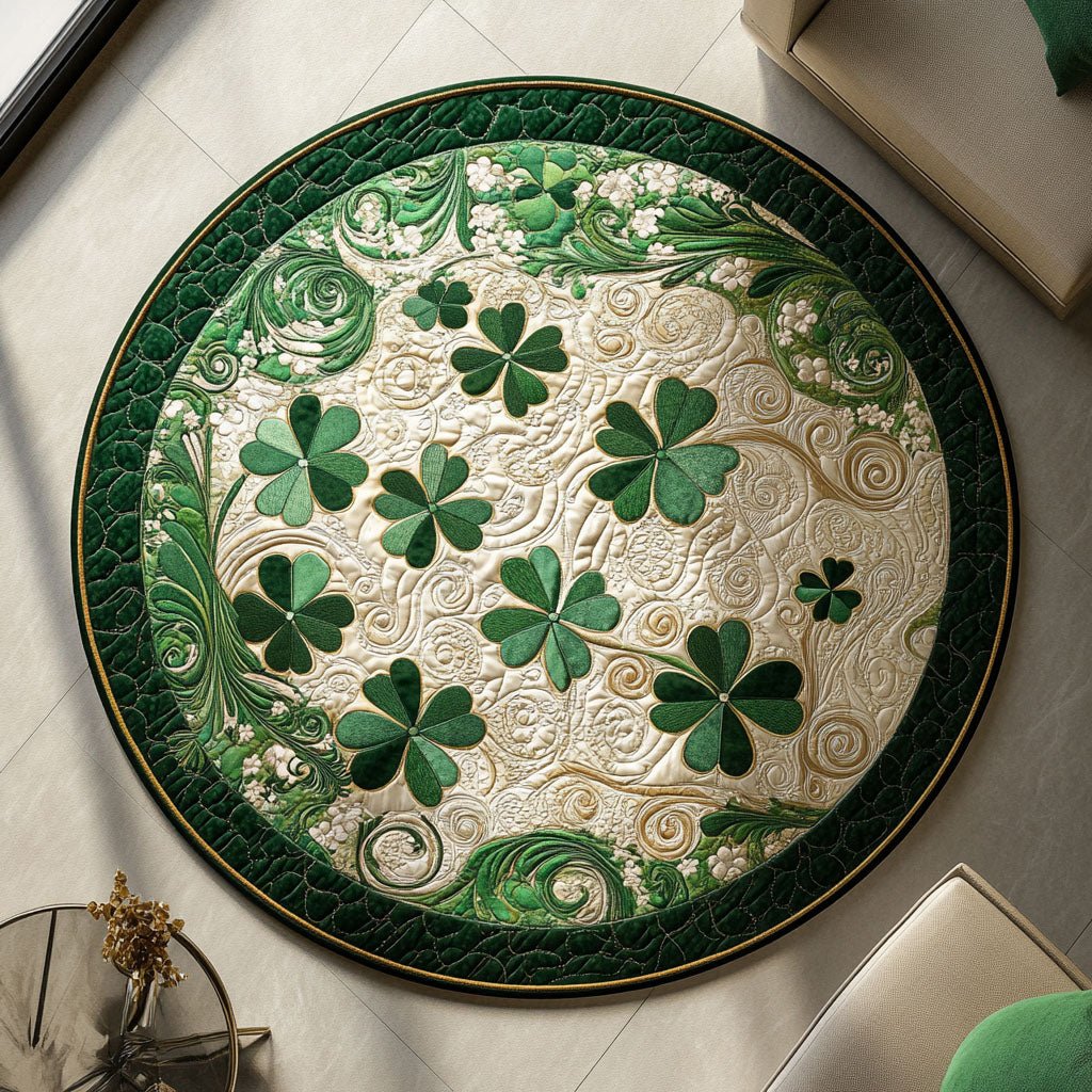 Clover Dreams Round Mat Rug - washable non-slip printed rug