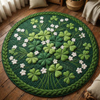 Clover Garden Round Mat Rug - washable non-slip printed rug