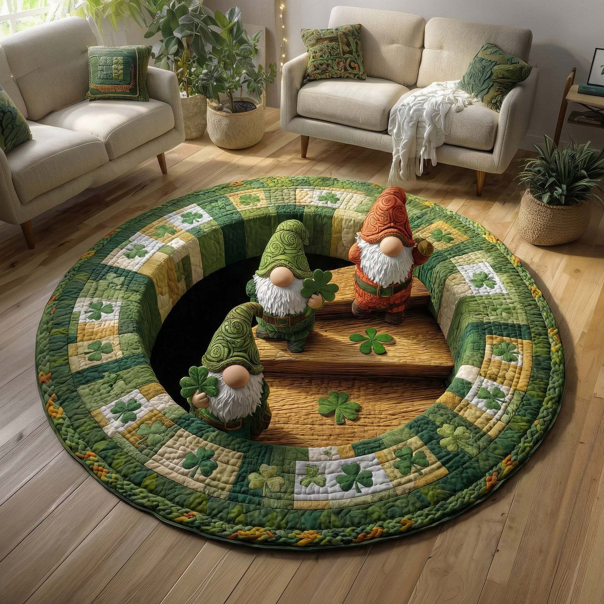 Clover Guard Round Mat Rug - washable non-slip printed rug
