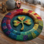 Clover Kaleidoscope Round Mat Rug - washable non-slip printed rug