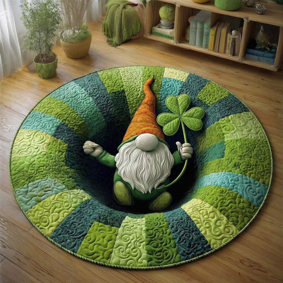 Clover Treasure Round Mat Rug - washable non-slip printed rug