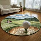 Clubhouse Golf View Round Mat Rug - washable non-slip printed rug