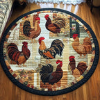 Cluck Delight Round Mat Rug - washable non-slip printed rug