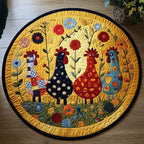 Cluck and Cuddle Round Mat Rug - washable non-slip printed rug