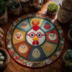 Cluckberry Pie Round Mat Rug - washable non-slip printed rug