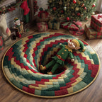 Clumsy Christmas Elf Round Mat Rug - Nature Design | Serene Home Decor