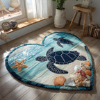 Coastal Bliss Custom Shape Area Rug - Coastal Design | Die-Cut Non-Slip Rug - washable non-slip printed rug