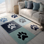 Coastal Blue Paw area rug in a living room