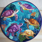 Coastal Charm Round Mat Rug - washable non-slip printed rug