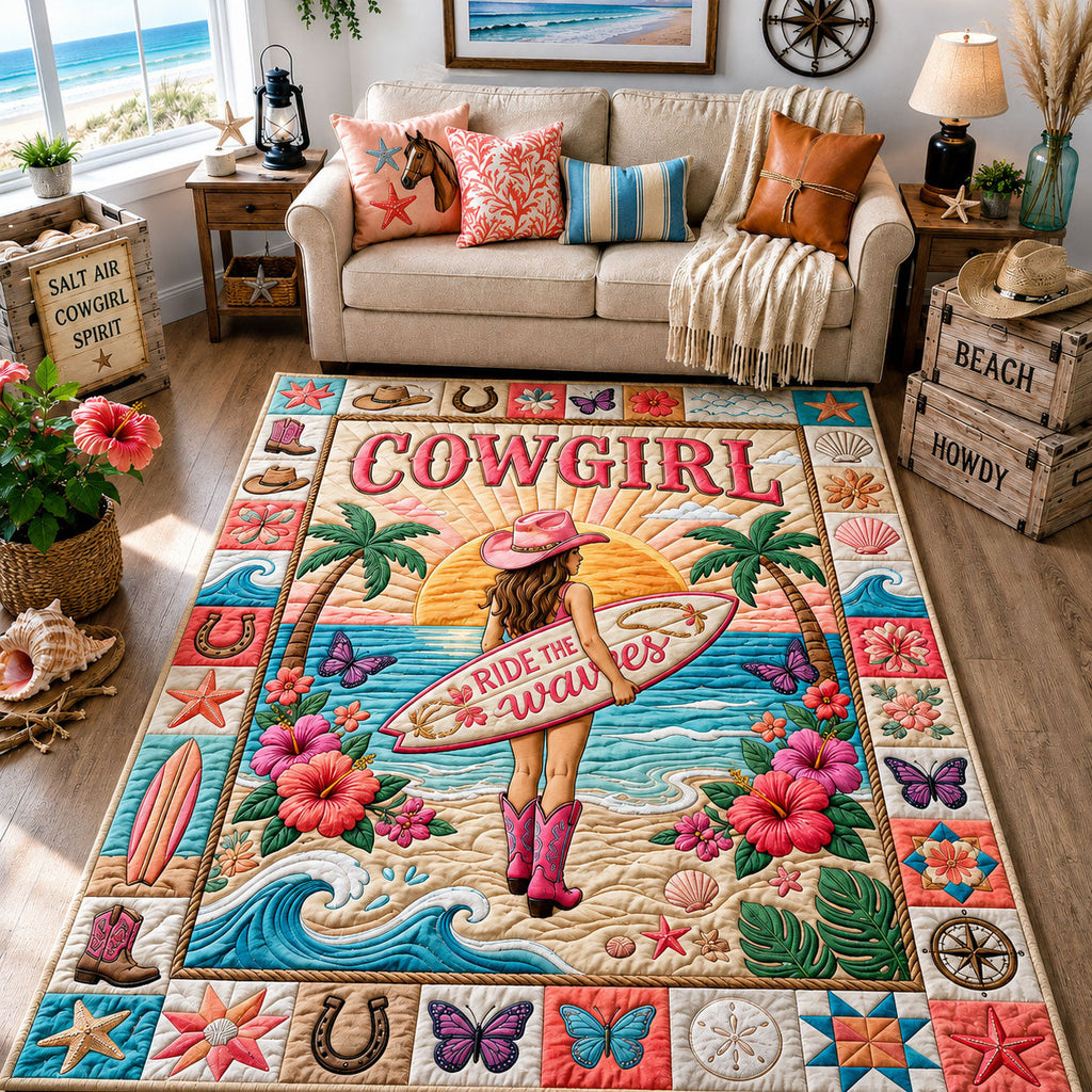 Coastal Cowgirl area rug in a living room