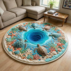 Coastal Currents Round Mat Rug - washable non-slip printed rug
