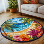 Coastal Dream Round Mat Rug - washable non-slip printed rug