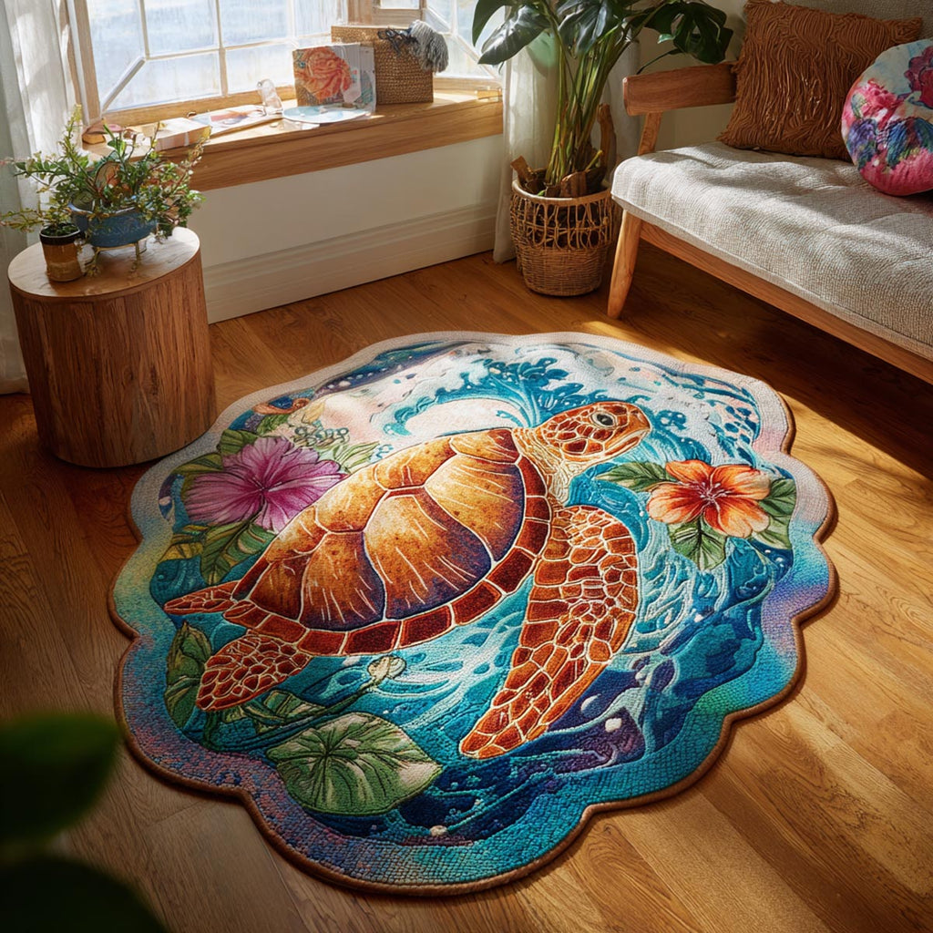Coastal Dreamscape Custom Shape Area Rug - Coastal Design | Die-Cut Non-Slip Rug - washable non-slip printed rug