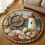 Coastal Keeper Round Mat Rug - washable non-slip printed rug