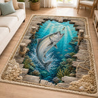 Coastal Pier Tarpon area rug in a living room