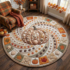 Coastal Pumpkin Halloween Round Mat Rug - washable non-slip printed rug