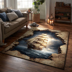 Coastal Sail area rug in a living room