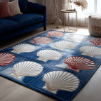 Coastal Shells area rug in a living room