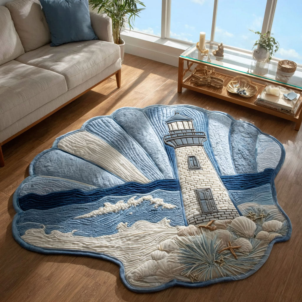 Coastal Watchtower Custom Shape Area Rug - Coastal Design | Die-Cut Non-Slip Rug - washable non-slip printed rug