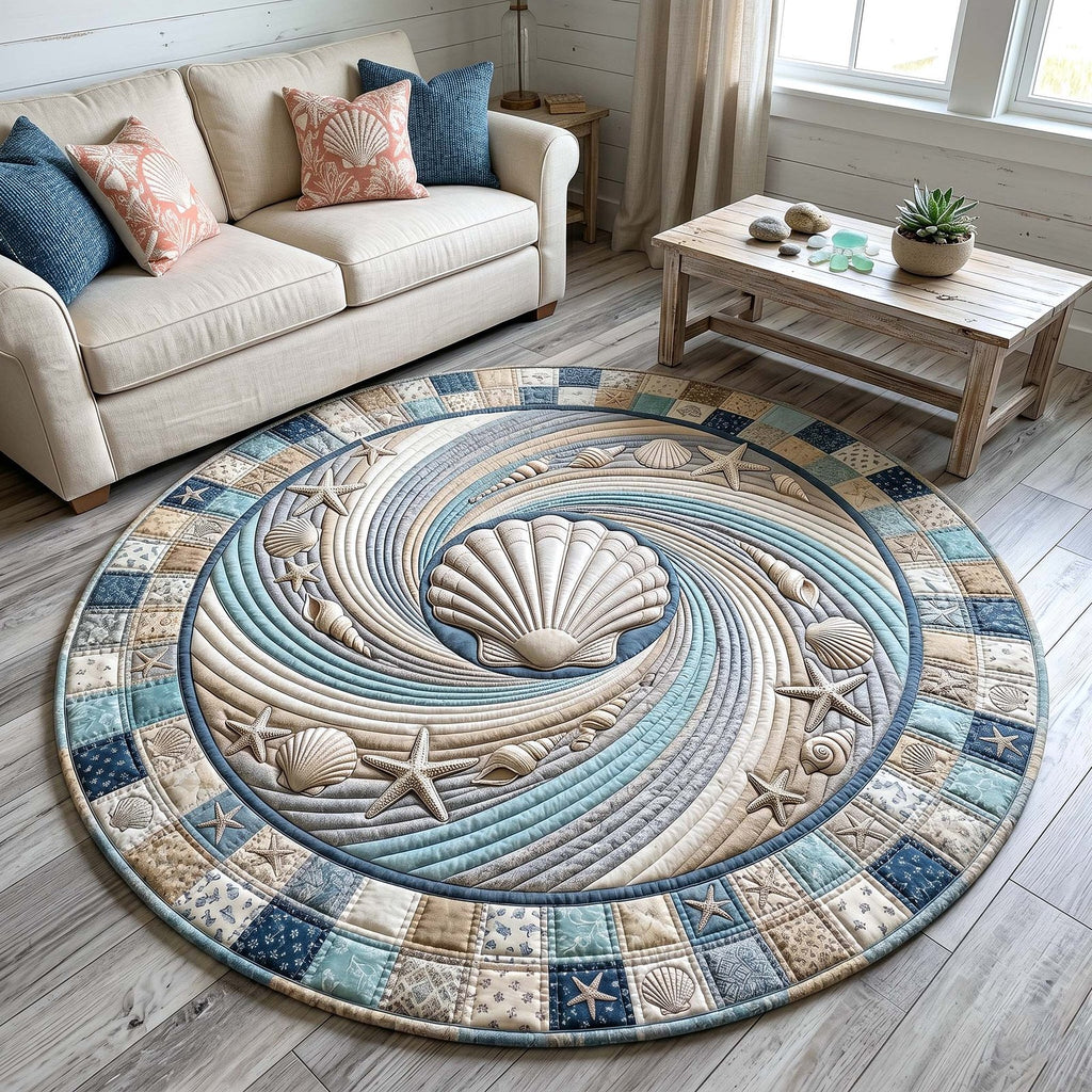 Coastal Whisper Round Mat Rug - Nature Design | Serene Home Decor