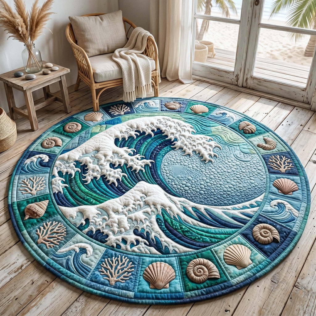 Coastal Whisper Round Mat Rug - Nature Design | Serene Home Decor