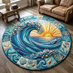 Coastal Whisper Round Mat Rug - Nature Design | Serene Home Decor