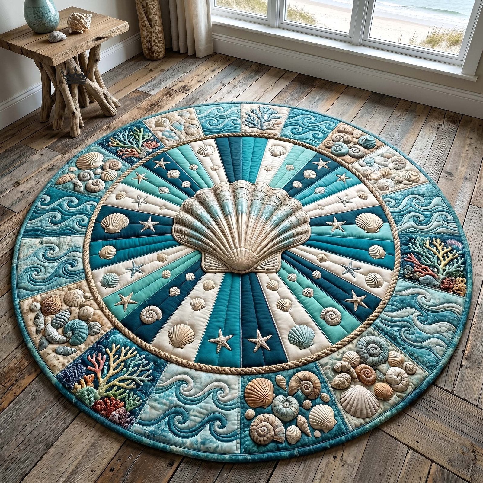 Coastal Whisper Round Mat Rug - Nature Design | Serene Home Decor